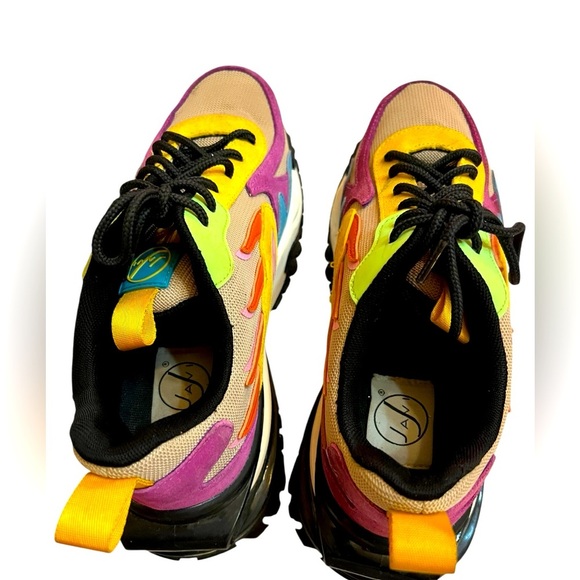 Vibrant Purple and Yellow Sneakers with Chunky Soles - Picture 3 of 10